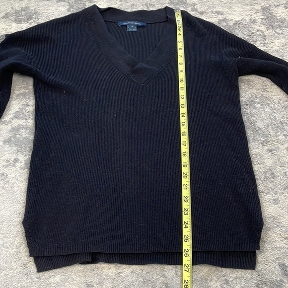 New French Connection Caballo Floral Lace Sleeve Sweater Black V Neck Sz S - Picture 10 of 14